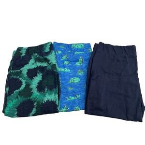 Spotted Zebra Set of 3 Boys French Terry Knit Short Tie-Dye Hippo/Pockets XL 12Y